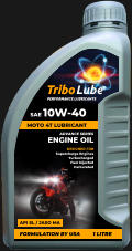DESIGNED FOR Supercharge Engines Turbocharged Fuel Injected Carbureted  ADVANCE SERIES ENGINE OIL API SL / JASO MA FORMULATION BY USA 1 LITRE MOTO 4T LUBRICANT SAE 10W-40  PERFORMANCE LUBRICANTS Tribo Lube