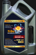FORMULATION BY USA 4 LITRES ENGINEERED TO: Maximize Fuel Efficiency Minimize Friction & Wear Increase Part & Engine Life Reduce Operating Temperature Cling to Critical Areas without Drag Perform Under Extreme Pressure & Heat SEMI SYNTHETIC ENGINE OIL API SN/CF DESIGNED FOR: Carbureted, Fuel Injected, Turbocharged, and Supercharged Engines Patented High Periormance Technology PERFORMANCE LUBRICANTS Tribo Lube