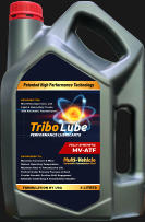 FORMULATION BY USA 4 LITRES ENGINEERED TO: Maximize Corrosion & Wear Reduce Operating Temperature Maximize Gear & Transmission Life Perform Under Extreme Pressure & Heat Provide Smooth, Positive Shift Engagment Eliminate Cluth Drag & Transmission Shudder DESIGNED FOR: Most Passenger Cars, and Light & Heavy-Duty Trucks with Automatic Transmissions Patented High Performance Technology FULLY SYNTHETIC MV-ATF PERFORMANCE LUBRICANTS Tribo Lube