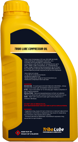Tribo Lube Compressor Oil  Tribo Lube Compressor Oil is an ISO MB 100 (SAE) reciprocating air compressor lubricant. It is normally recommended for reciprocant compressors with discharge air temperatures up to 300F. TRIBO LUBE Compressor oil  is designed for single-stage, reciprocating compressors up to 125 psi , two-stage up to 300 psi and multistage after break-in (where special process requirements are not imposed)  -Very clean air valves -Long life for extended oil drain -protection against rust -Wide temperature range of recommended use -Reduced compressor start-up wear   WARNING:  INGESTION - If swallowed, DO NOT INDUCE VOMITING - Rinse mouth with water; get immediate medical attention. EYES - Flush with water for 15 minutes; get medical attention if eye irritation persists. INHALATION - Remove exposed person to fresh air adverse effects are observed; get medical attention if symptoms occur. SKIN - Wash with soap and water get medical attention if irritation develops.   DO NOT USE AS BREAK-IN OIL. NOT RECOMMENDED FOR ANY WET CLUTCH APPLICATIONS.  WARNING:  - Ingestions may cause GI tract irritations or stomach discomfort. - Inhalation of oil mists or heated oils may result in respiratory tract irritation. Slip hazard when spilled. - Contains petroleum distillates. Avoid direct exposure. May cause skin or eye irritation.   ! KEEP OUT OF REACH OF CHILDREN PERFORMANCE LUBRICANTS Tribo Lube