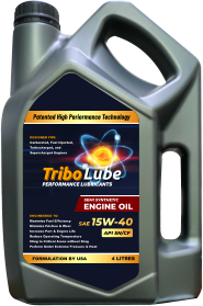 FORMULATION BY USA 4 LITRES ENGINEERED TO: Maximize Fuel Efficiency Minimize Friction & Wear Increase Part & Engine Life Reduce Operating Temperature Cling to Critical Areas without Drag Perform Under Extreme Pressure & Heat SEMI SYNTHETIC ENGINE OIL API SN/CF DESIGNED FOR: Carbureted, Fuel Injected, Turbocharged, and Supercharged Engines Patented High Periormance Technology PERFORMANCE LUBRICANTS Tribo Lube