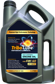 FORMULATION BY USA 4 LITRES ENGINEERED TO: Maximize Fuel Efficiency Minimize Friction & Wear Increase Part & Engine Life Reduce Operating Temperature Cling to Critical Areas without Drag Perform Under Extreme Pressure & Heat FULLY SYNTHETIC ENGINE OIL API SN/CF DESIGNED FOR: Carbureted, Fuel Injected, Turbocharged, and Supercharged Engines Patented High Performance Technology PERFORMANCE LUBRICANTS Tribo Lube