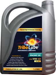 Patented High Performance Technology FORMULATION BY USA 7 LITRES                   ENGINEERED TO:                Maximize Fuel Efficiency             Minimize Friction & Wear          Increase Part & Engine Life       Reduce Operating Temperature    Cling to Critical Areas without Drag Perform Under Extreme Pressure & Heat API CK4 FULLY SYN HEAVY DUTY ENGINE OIL PERFORMANCE LUBRICANTS Tribo Lube