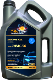 PERFORMANCE LUBRICANTS Tribo Lube FORMULATION BY USA 4 LITRES MINERAL ENGINE OIL ENGINEERED TO: Perform Under Extreme Pressure & Heat Cling to Critical Areas without Drag Reduce Operating Temperature Increase Part & Engine Life Minimize Friction & Wear Maximize Fuel Efficiency DESIGNED FOR: Carbureted, Fuel Injected, Turbocharged, and Supercharged Engines API SL/CF