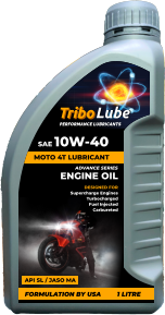 DESIGNED FOR Supercharge Engines Turbocharged Fuel Injected Carbureted  ADVANCE SERIES ENGINE OIL API SL / JASO MA FORMULATION BY USA 1 LITRE MOTO 4T LUBRICANT SAE 10W-40  PERFORMANCE LUBRICANTS Tribo Lube